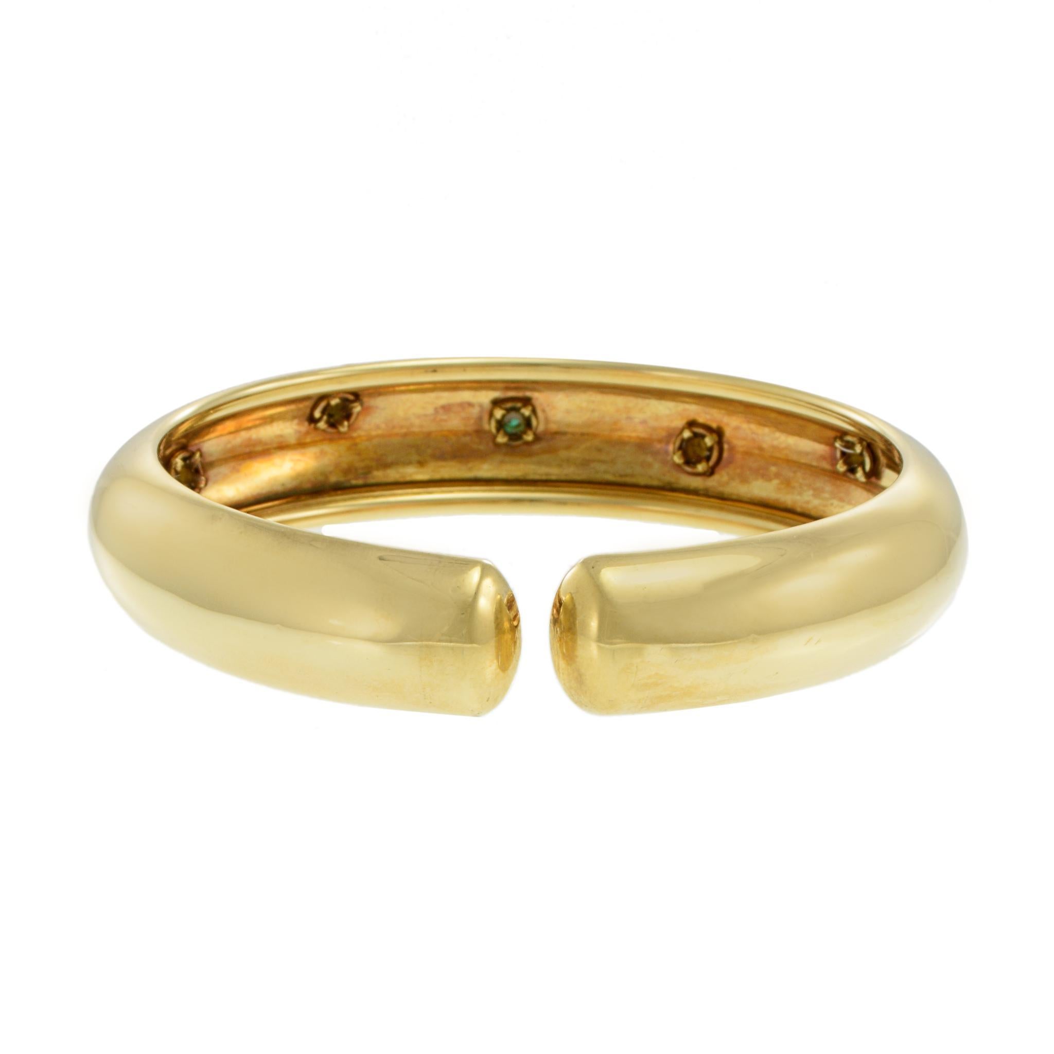 Vintage 1970 Or Jaune 18KT Multi-Gemstone & Diamond Flex Bangle Bon état - En vente à New York, NY