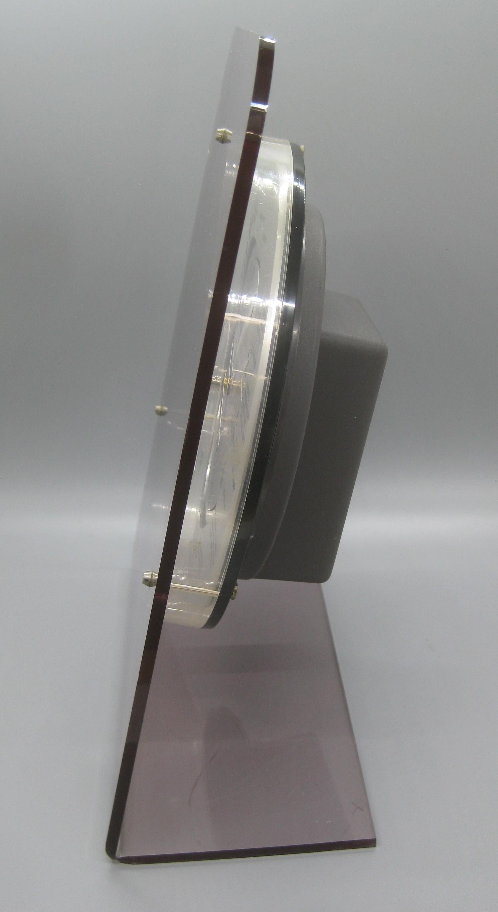Vintage 1970's-1980's GMT Lucite Table Mantle World Clock W/Airplane Second Hand For Sale 2