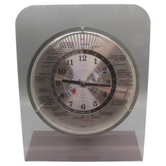 Horloge de cheminée GMT vintage des années 1970-1980 en lucite avec seconde main d'avion