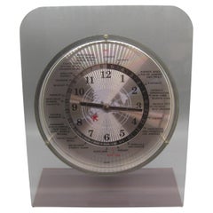 Vintage 1970's-1980's GMT Lucite Table Mantle World Clock W/Airplane Second Hand