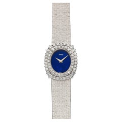 Vintage 1970-1980s Piaget Dress Watch 18K WG Manual Lapis Lazuli Dial 28mm
