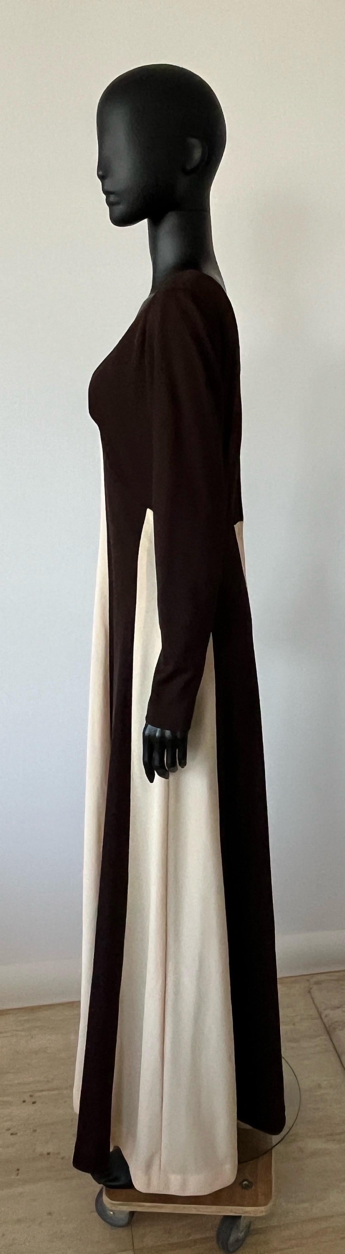 Women's VINTAGE 1970S 2 TONE Panelled Maxi Dress For Sale