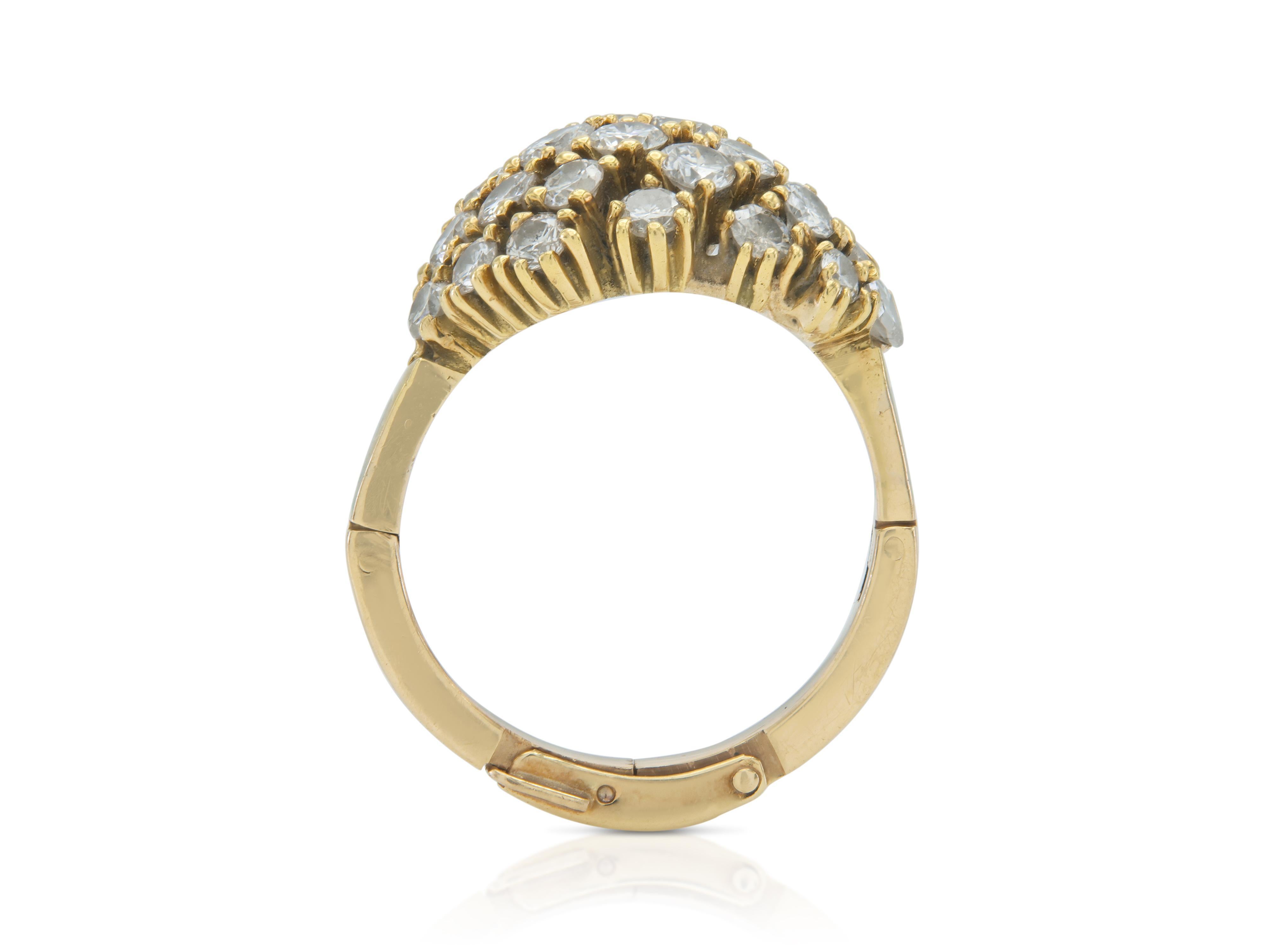 Anello vintage anni '70 con diamanti taglio baguette e tondo da 2,10 carati In condizioni buone in vendita a New York, NY