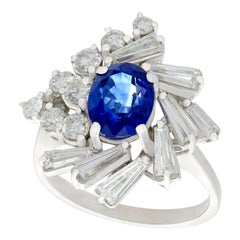 Gold-Cocktailring, Vintage, 1970er Jahre, 2,45 Karat Saphir 2,23 Karat Diamant