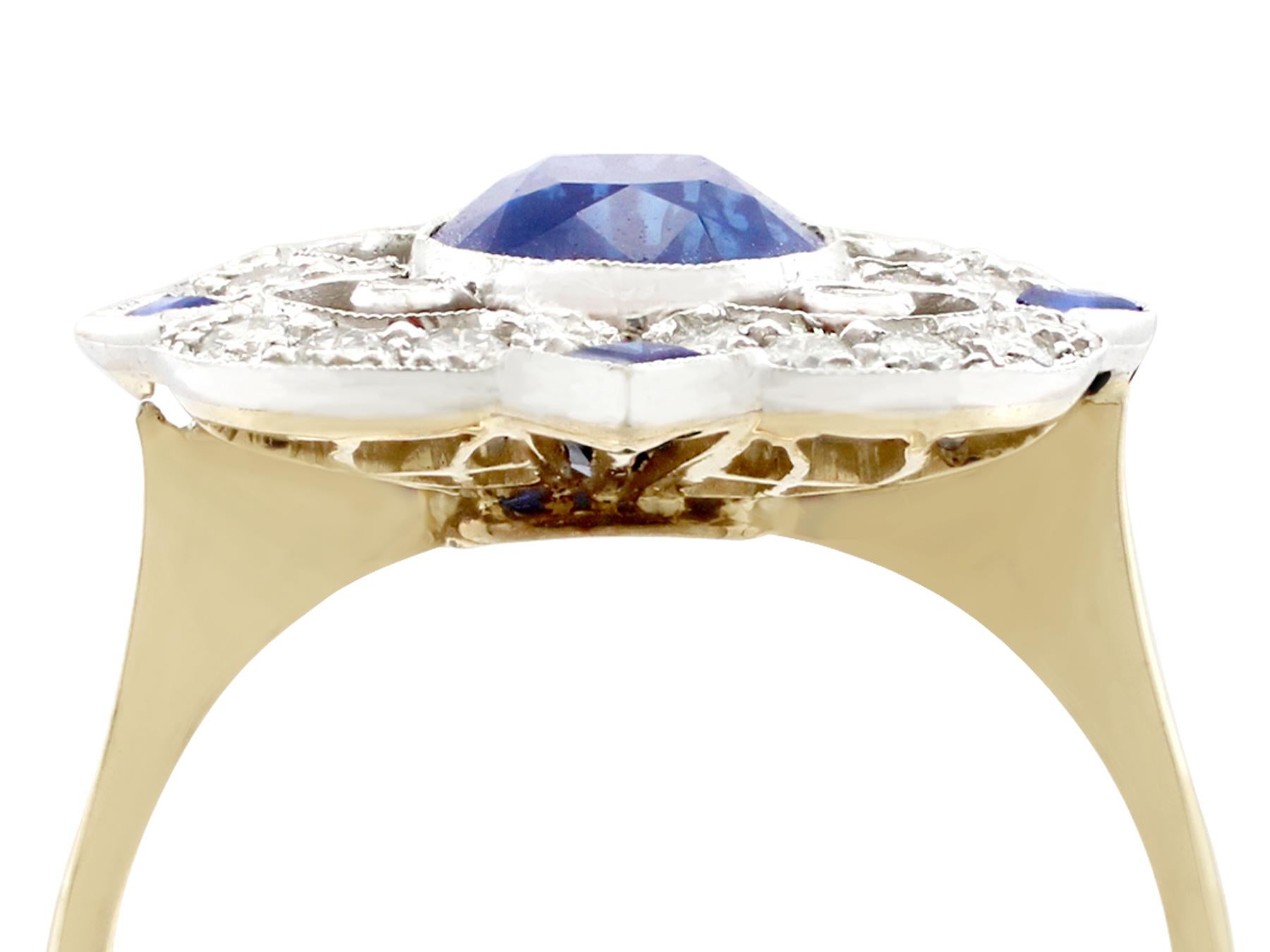 Women's Vintage 1970s 3.20 Carat Sapphire Diamond Gold Cocktail Ring