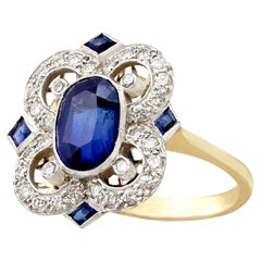 Vintage 1970s 3.20 Carat Sapphire Diamond Gold Cocktail Ring