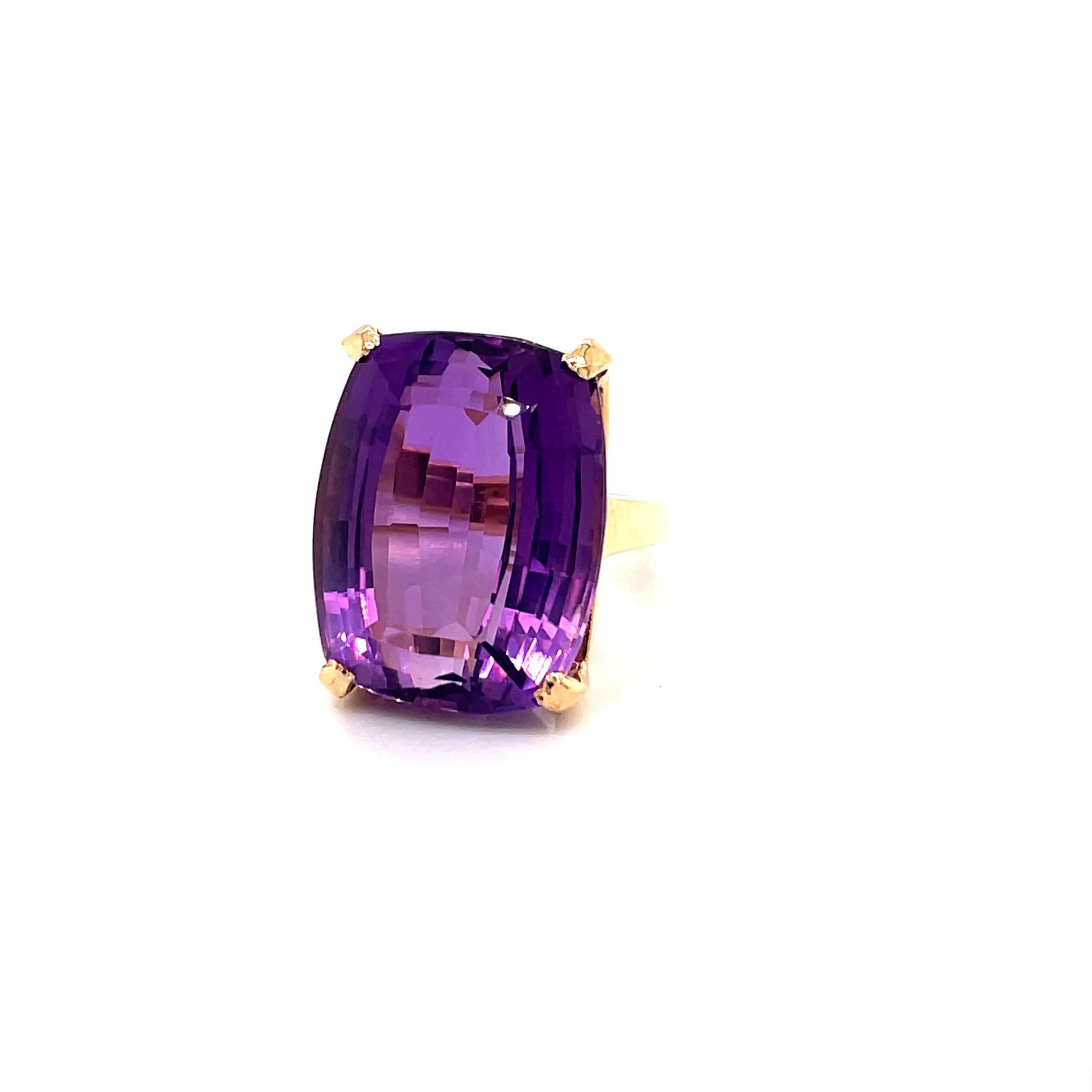 Vintage 1970er 35 Karat Amethyst-Ring mit Kissenschliff Damen