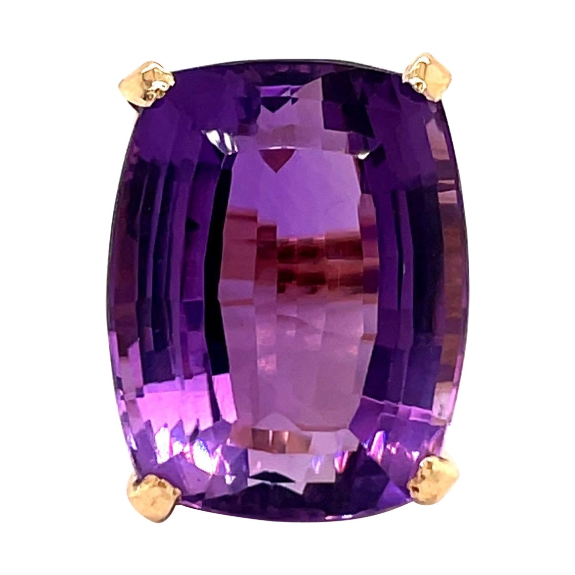 Vintage 1970er 35 Karat Amethyst-Ring mit Kissenschliff