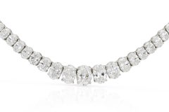 Vintage 1970s 46.50 Carat Oval Cut Diamond Riviera Necklace