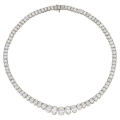 Collier Riviera vintage des années 1970 avec diamants taille ovale de 46,50 carats