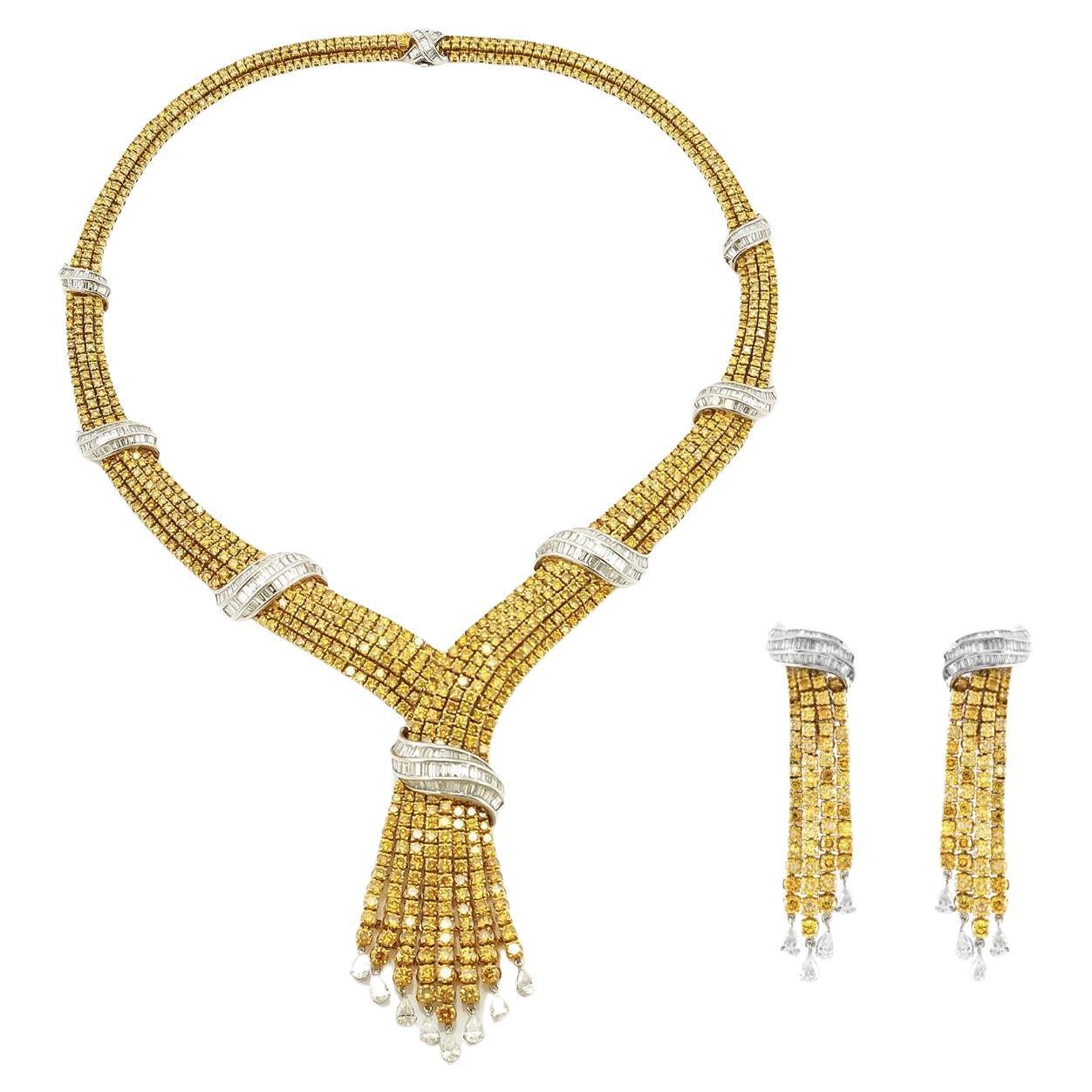 Vintage 1970s 48.40 Carat Yellow Diamond and 17.05 Carat White Diamond Set