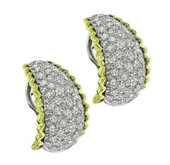 Vintage 1970s 5.00ct Diamond 18k Yellow and White Gold Earrings