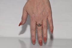 Vintage 1970s 8k Gold Natural Tourmaline Decorated Solitaire Ring