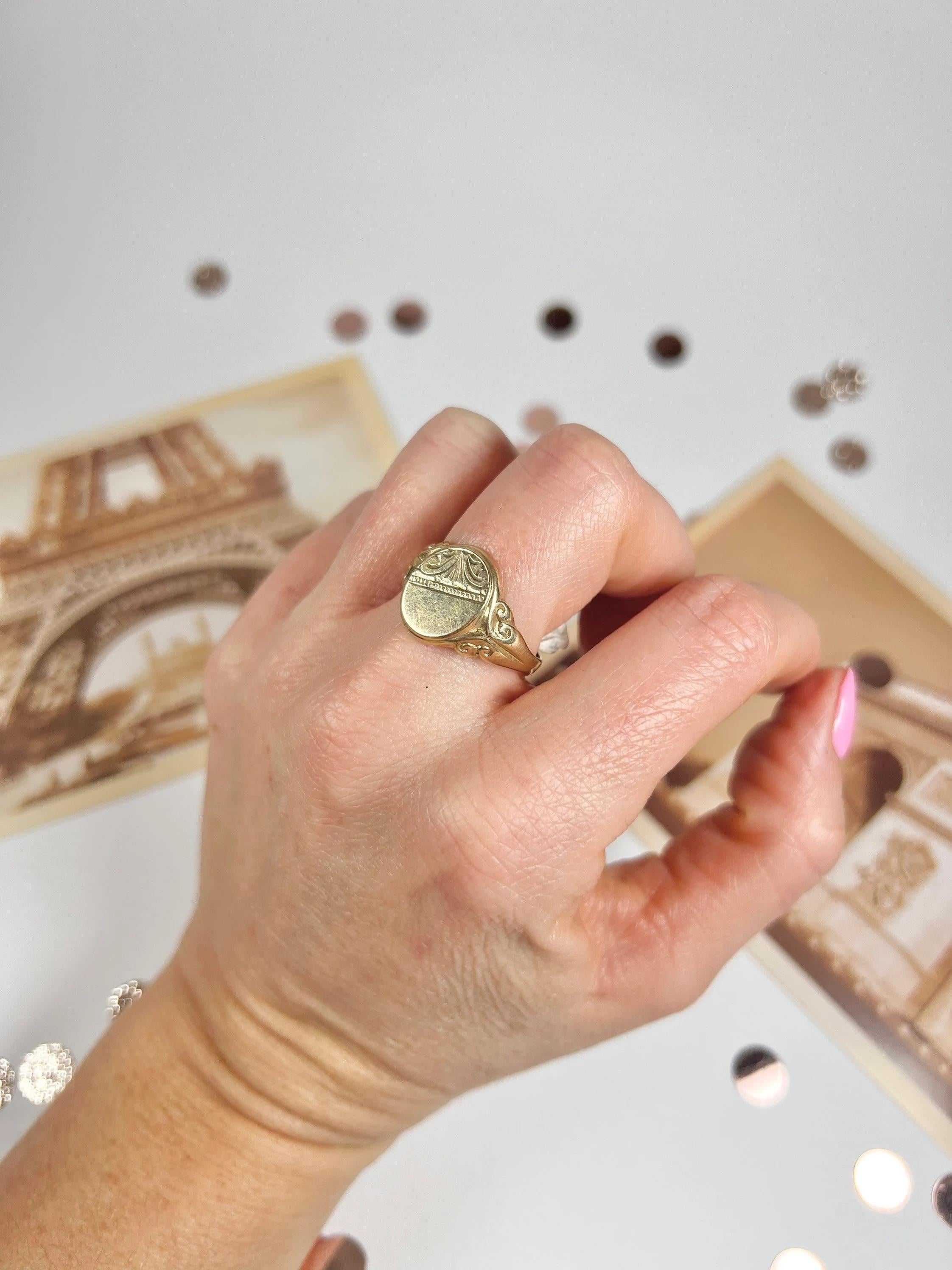 Vintage 1970's 9ct Gold Oval Signet Ring für Damen oder Herren