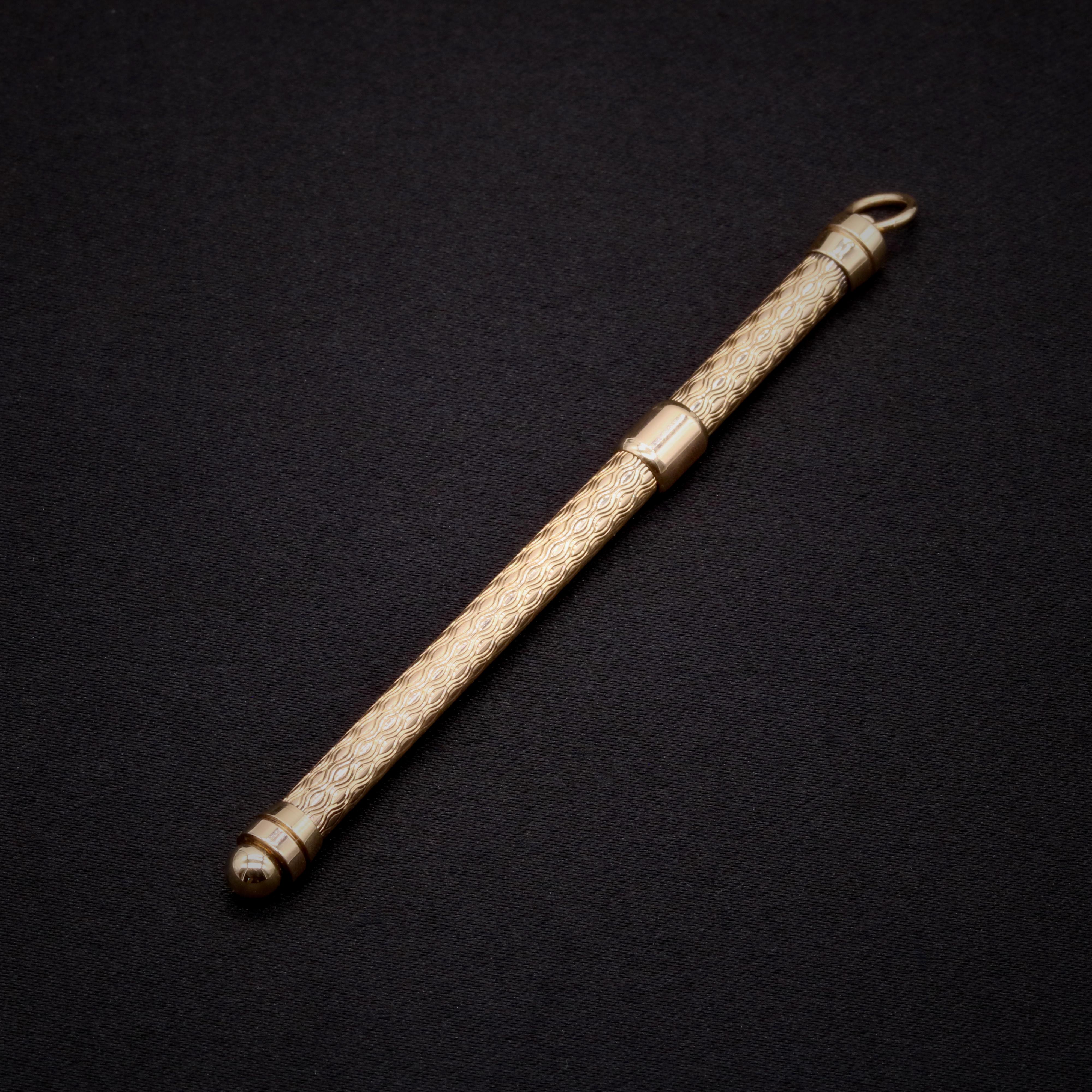 Vintage 1970s 9K Yellow Gold Engine Turned Swizzle Stick 1