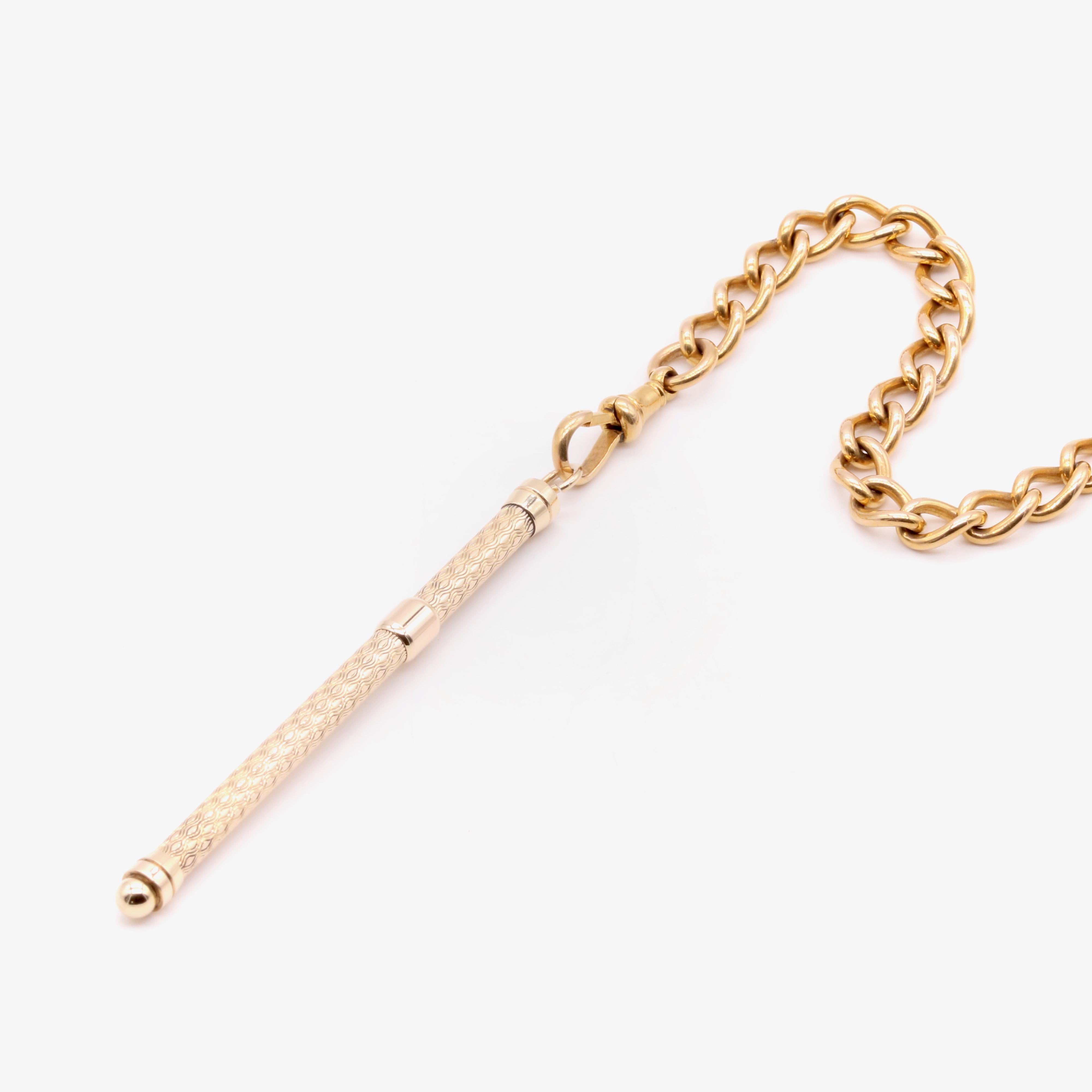 Vintage 1970s 9K Yellow Gold Engine Turned Swizzle Stick 5