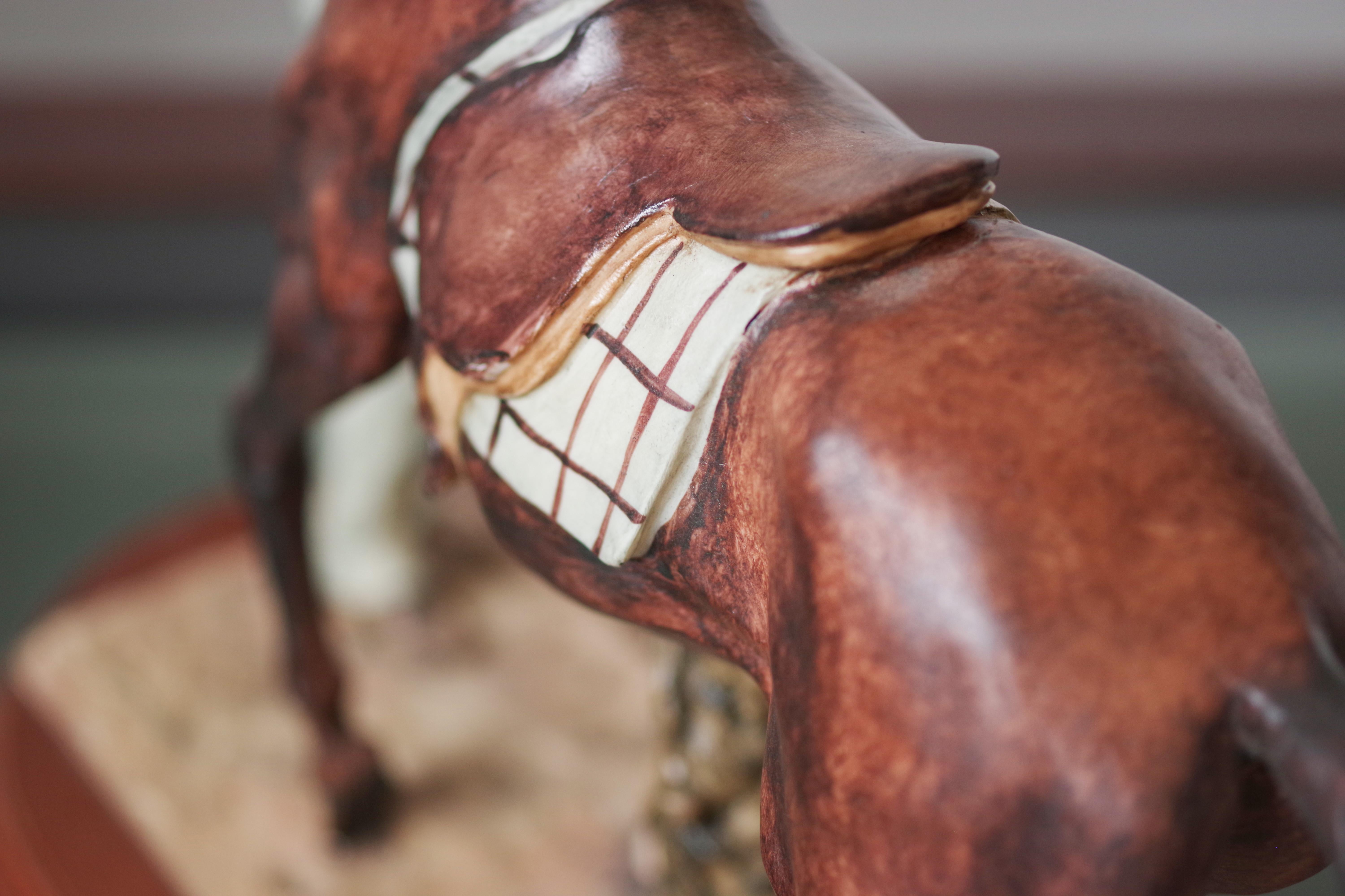 Vintage 1970s A. Saulini Ceramic Sculpture of Horse and Woman For Sale 2