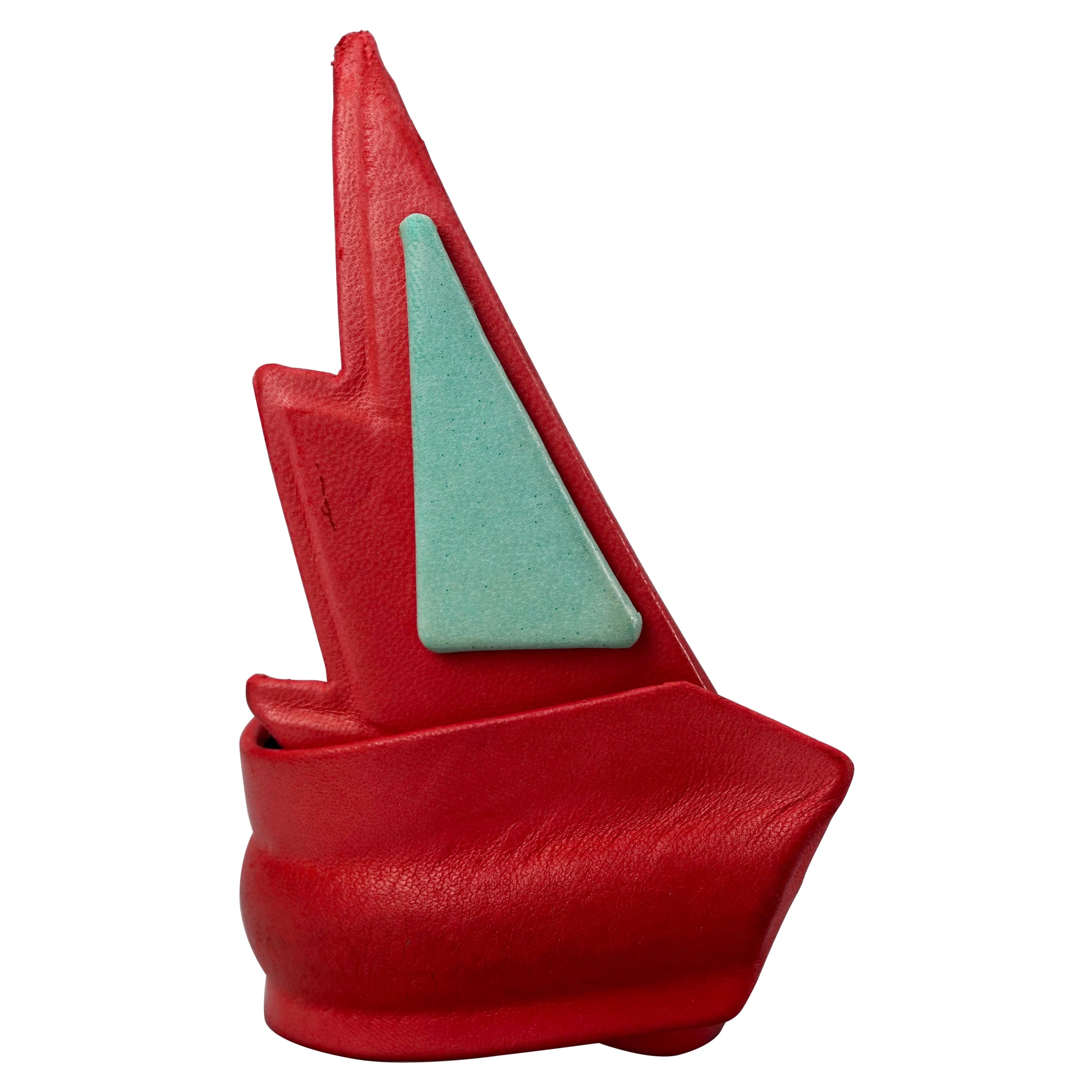 Vintage 1970s Abstract Futuristic Pop Colour Leather Cuff Bracelet For Sale