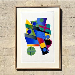 Vintage 1970s Abstract Geometric Lithograph