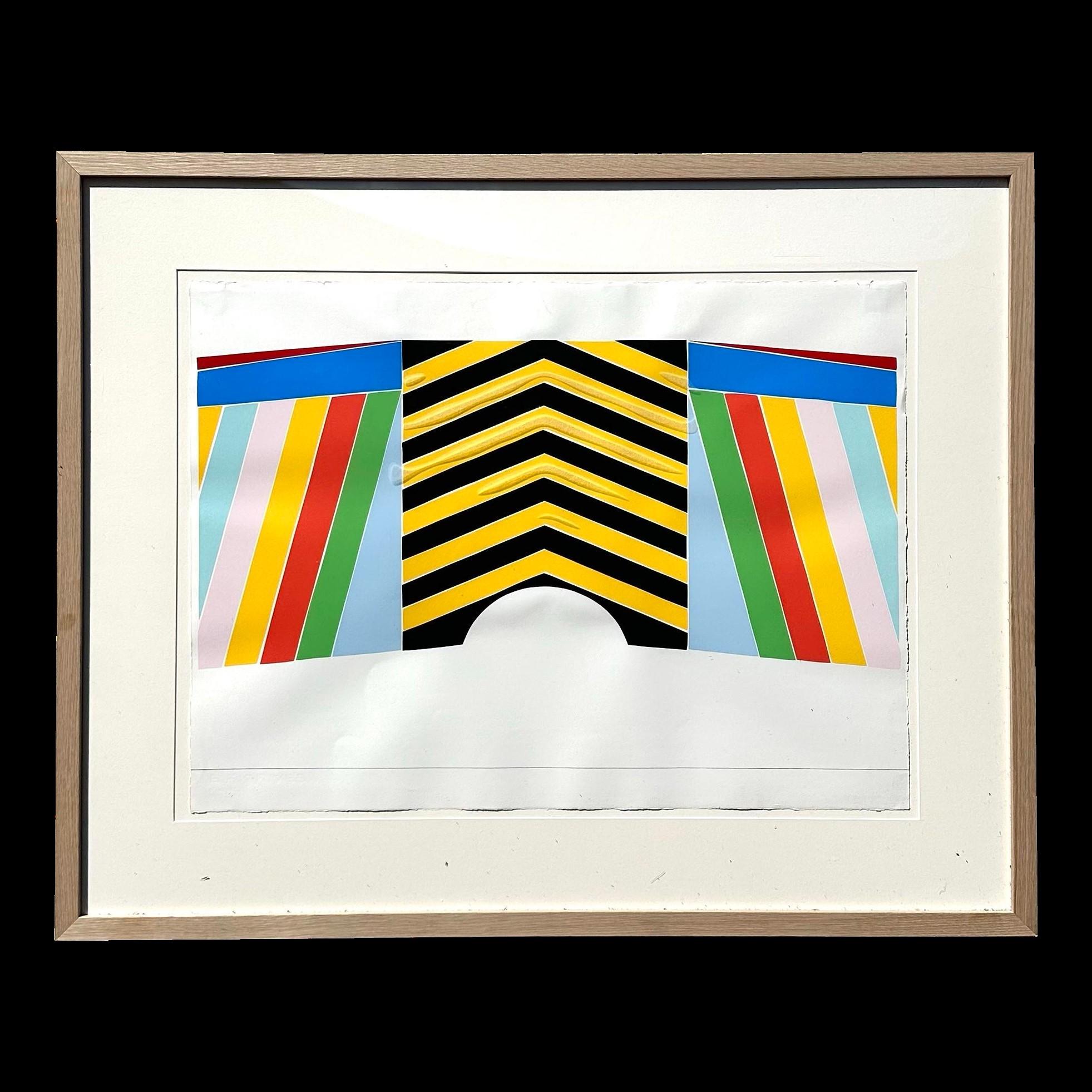 Glass Vintage 1970s Abstract Geometric Lithograph For Sale