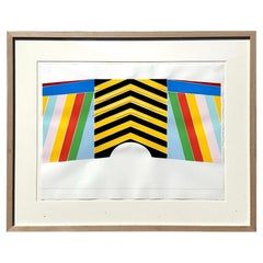 Vintage 1970s Abstract Geometric Lithograph