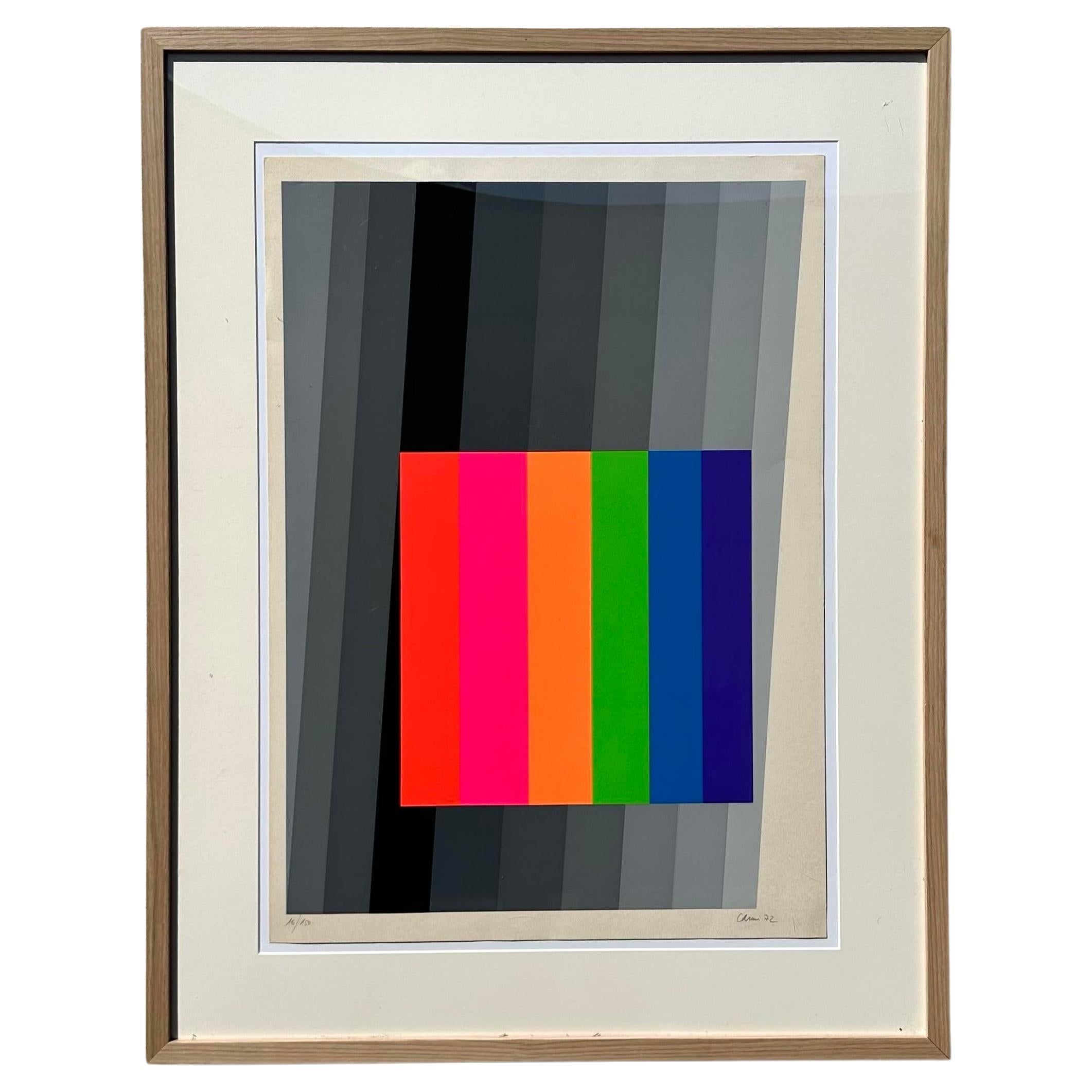 Vintage 1970s Abstract Geometric Lithograph For Sale