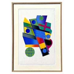 Vintage 1970s Abstract Geometric Lithograph