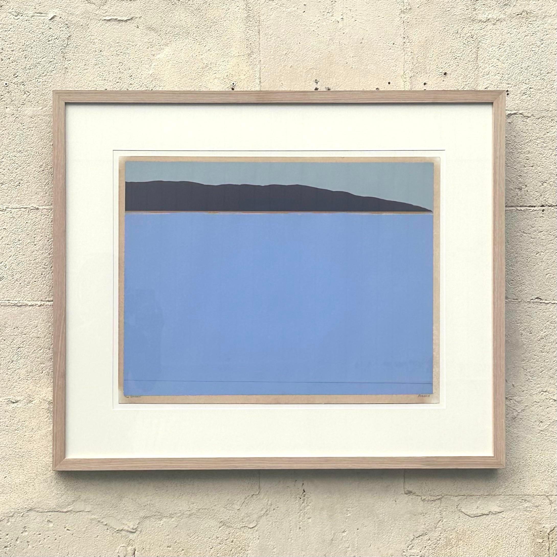 Vintage 1970s Abstract Minimalistic Lithograph In Good Condition For Sale In west palm beach, FL