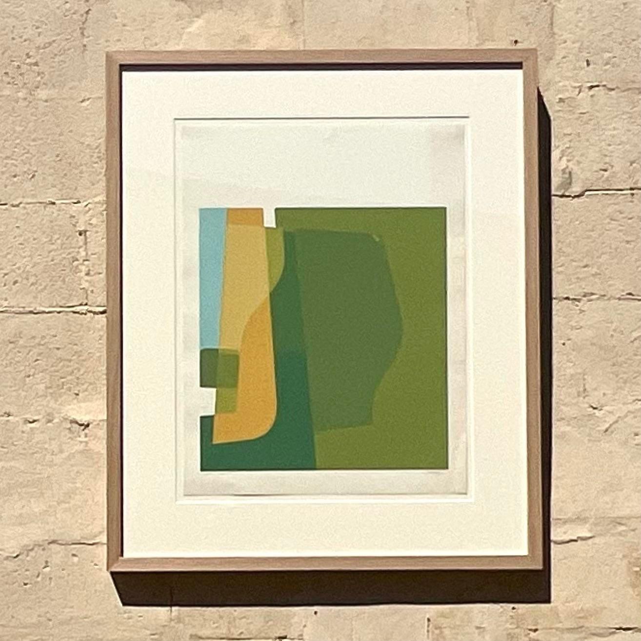 20th Century Vintage 1970s Abstract Original Lithograph on Paper For Sale