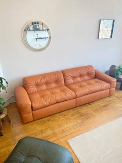 Adriano Piazzesi 1970s Sofa Newly Upholstered with Copper Brown Italian Leather