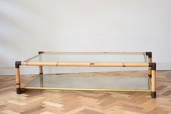 Vintage 1970's Alberto Smania Italian Bamboo and Glass Coffee Table
