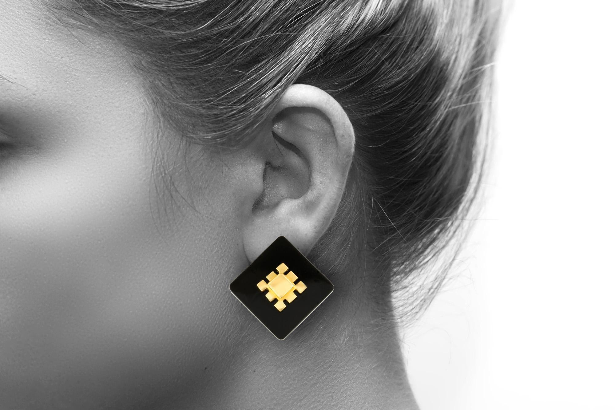 Boucles d'oreilles en onyx Aldo Cipullo des années 1970 Bon état - En vente à New York, NY