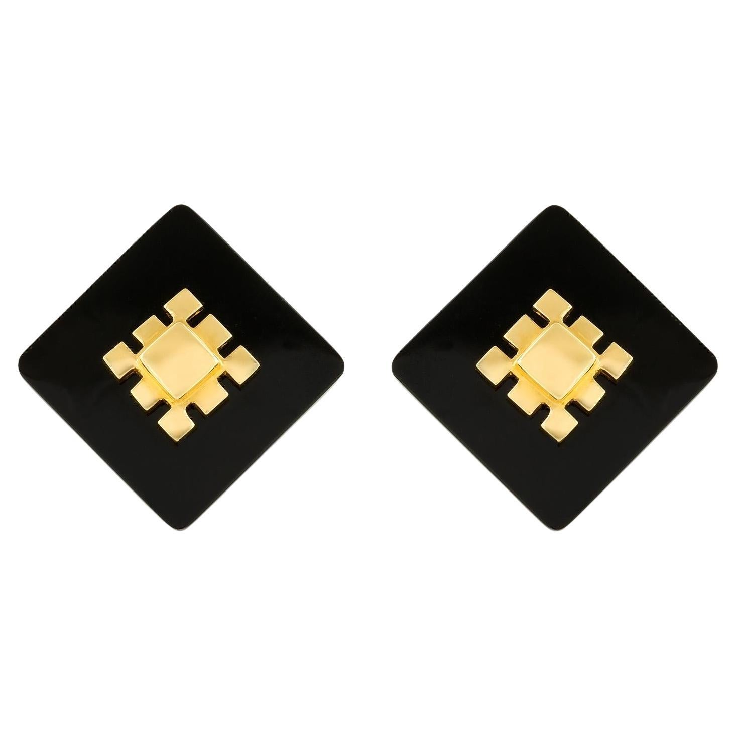 Vintage 1970s Aldo Cipullo Onyx Earrings