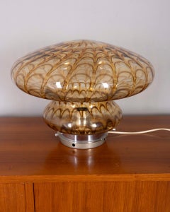 Vintage 1970s amber Murano glass table lamp, Italian design