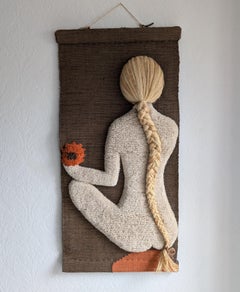 Vintage 1970s American wall hanging tapestry of a female nude by Don Freedman