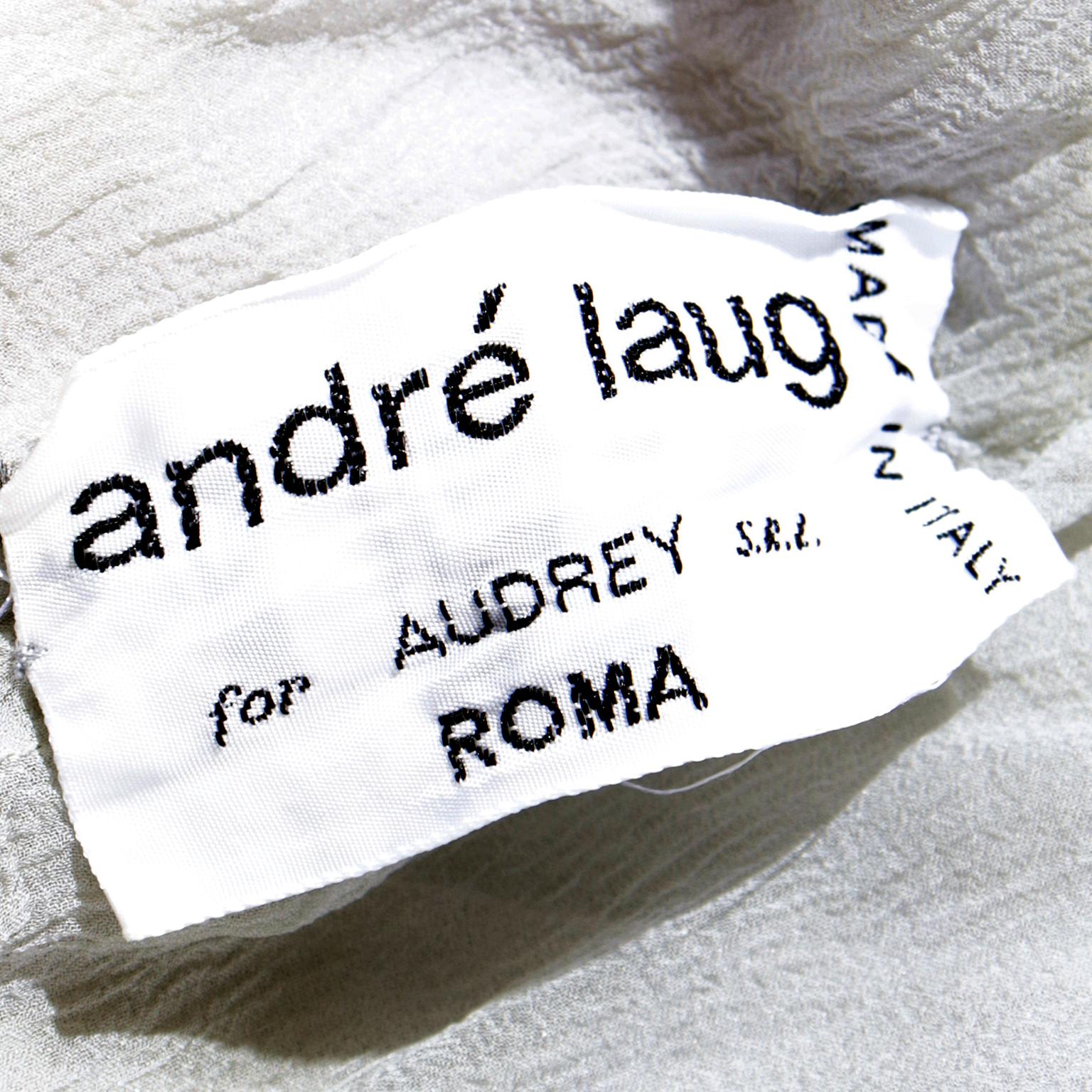 Vintage 1970er Andre Laug für Audrey Empire-Abendkleid aus Seide mit Chiffon-Dotendruck im Angebot 7