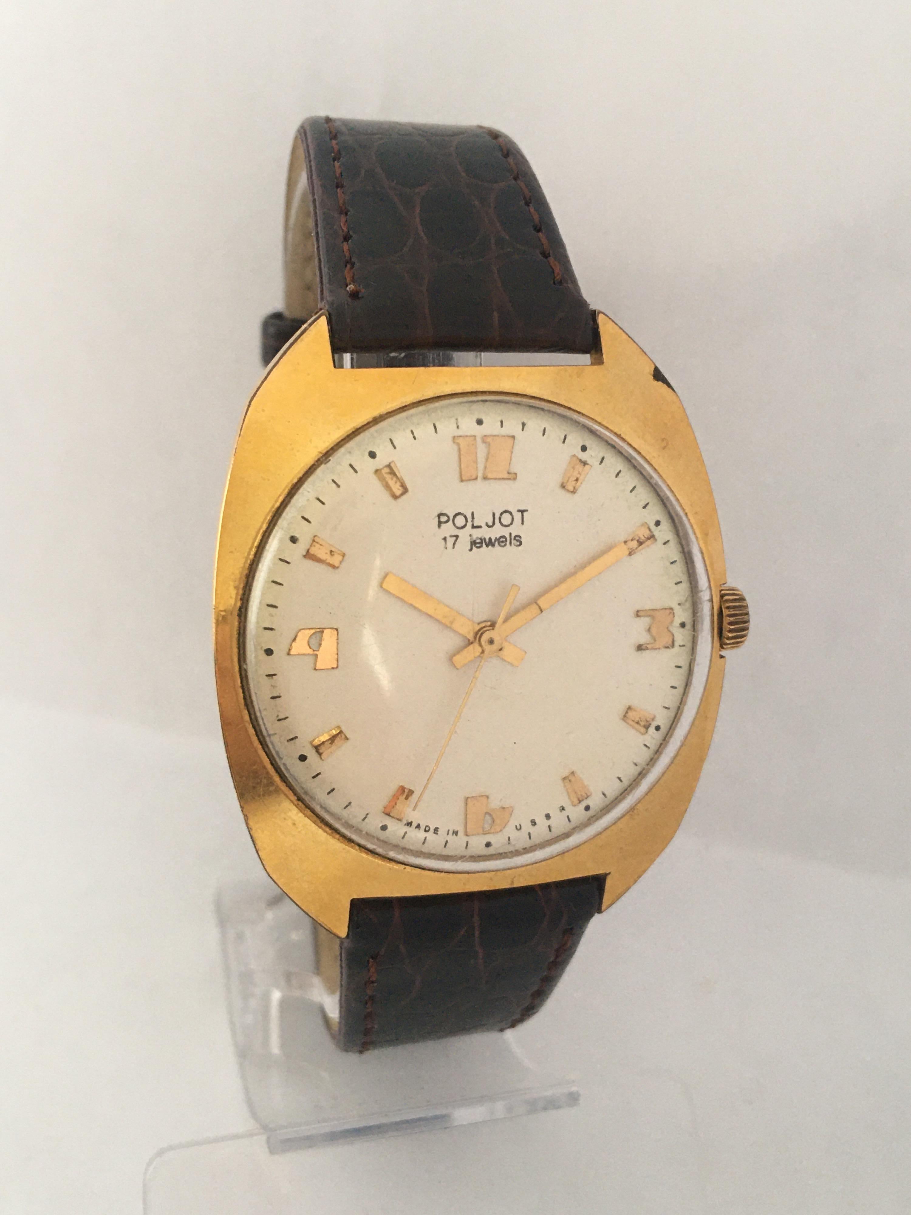 Vintage 1970s AU20 Gold-Plated POLJOT Mechanical Watch For Sale 3