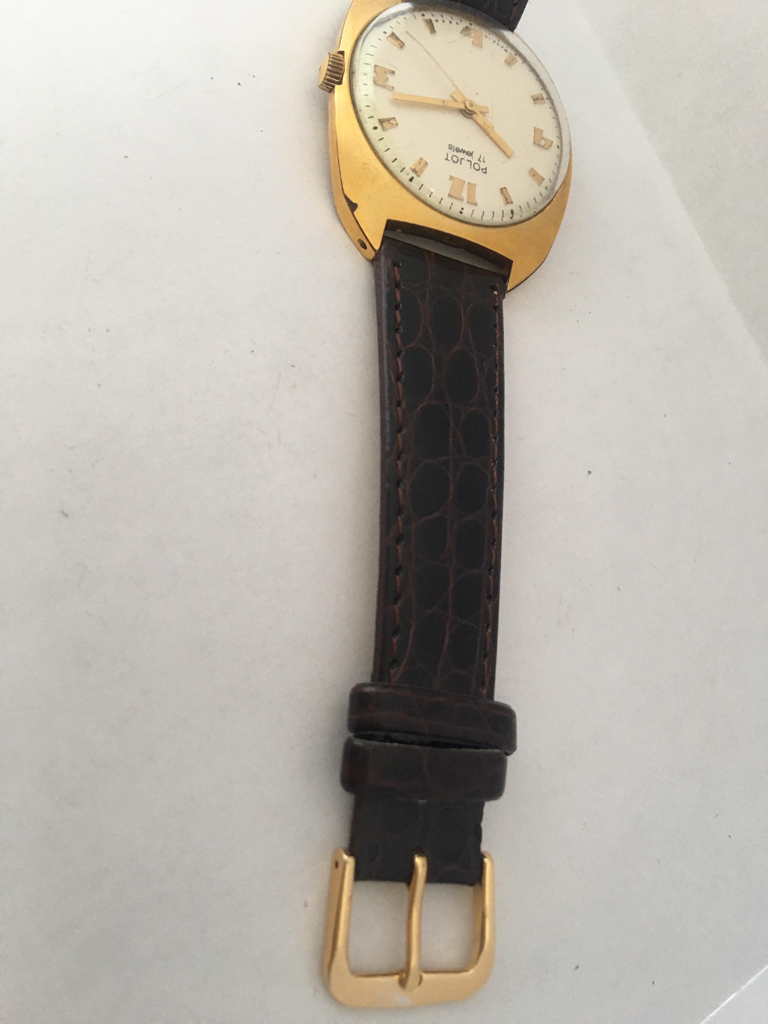 Vintage 1970s AU20 Gold-Plated POLJOT Mechanical Watch In Good Condition For Sale In Carlisle, GB
