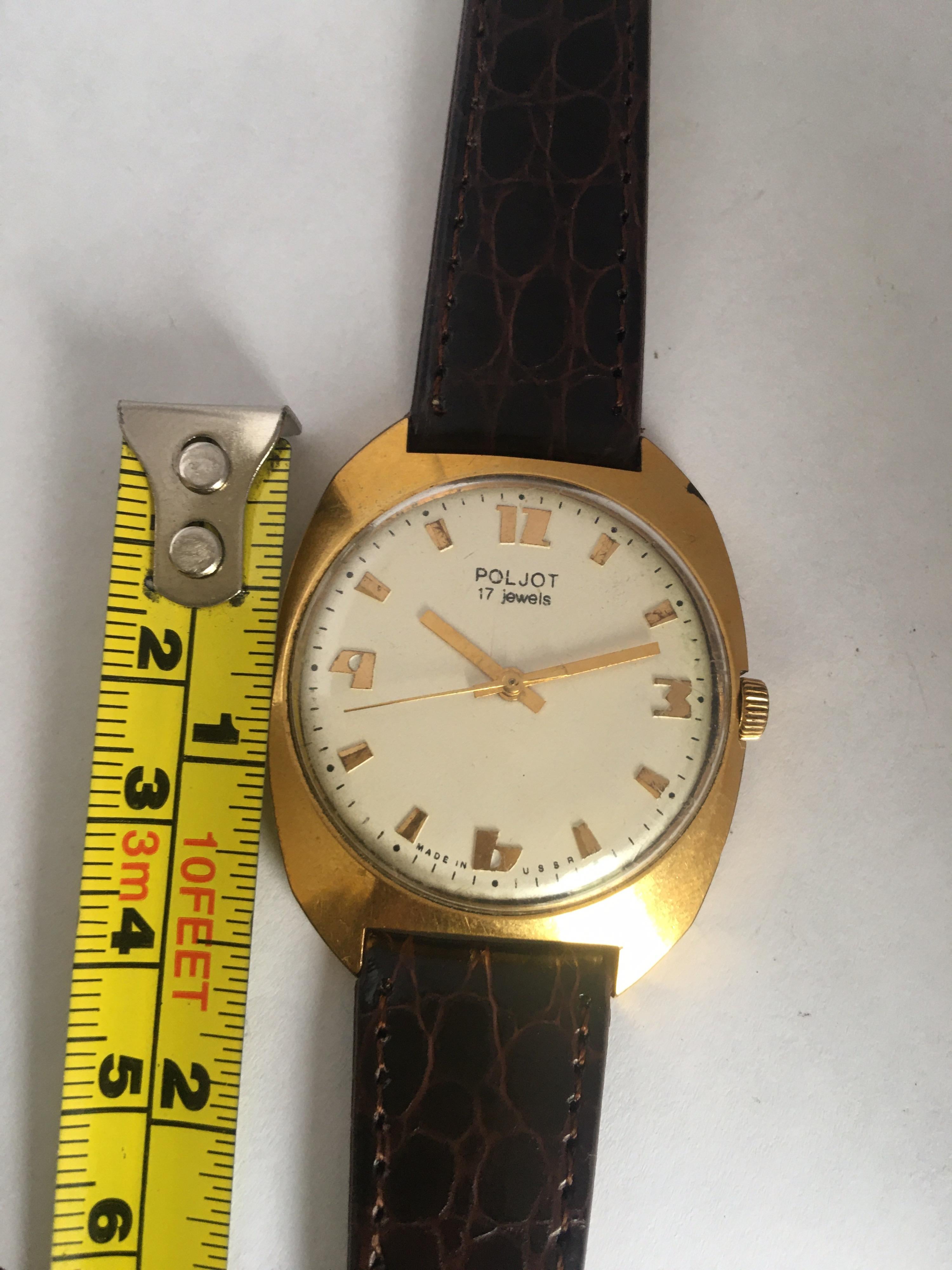 Vintage 1970s AU20 Gold-Plated POLJOT Mechanical Watch For Sale 1