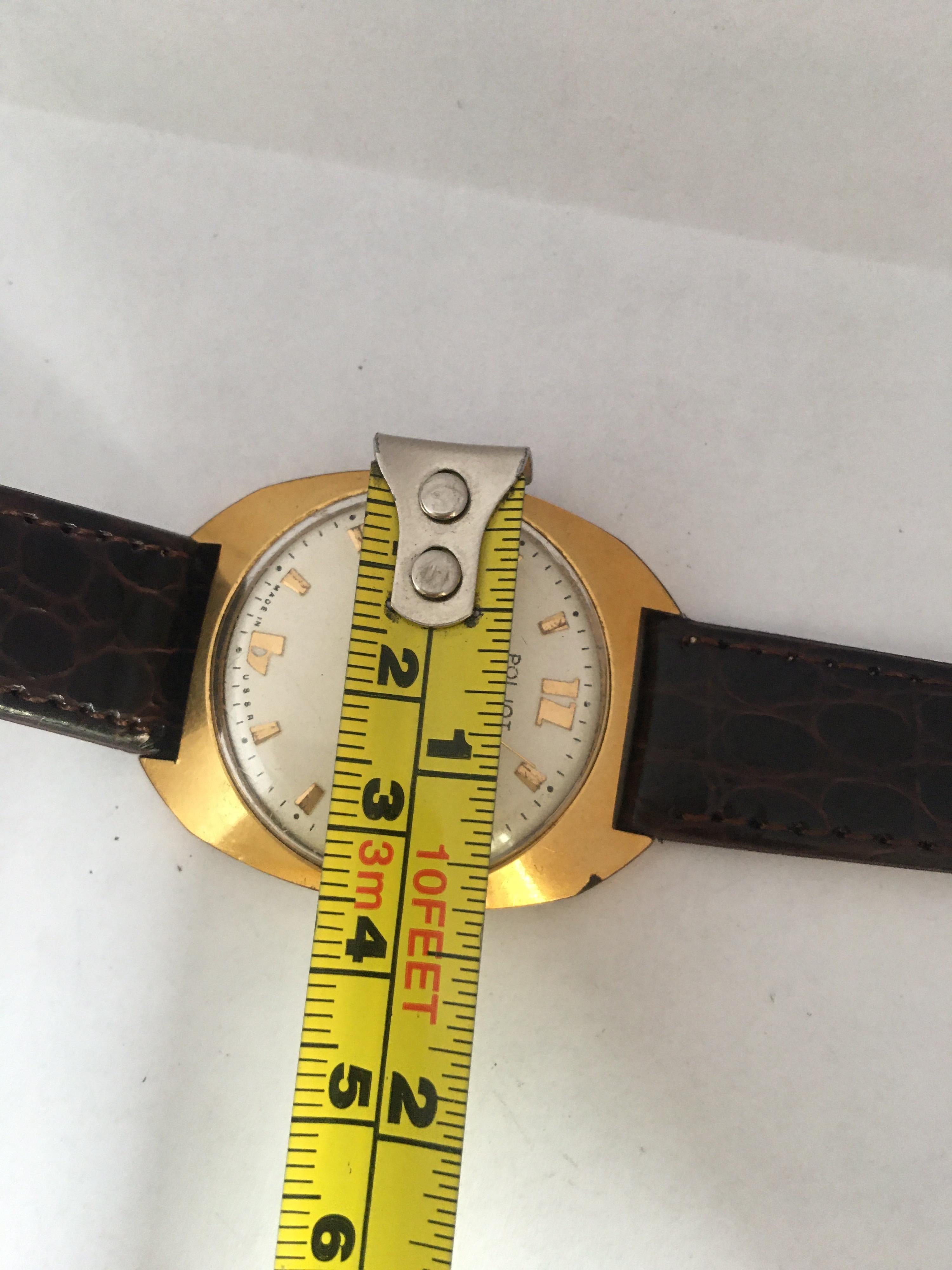 Vintage 1970s AU20 Gold-Plated POLJOT Mechanical Watch For Sale 2
