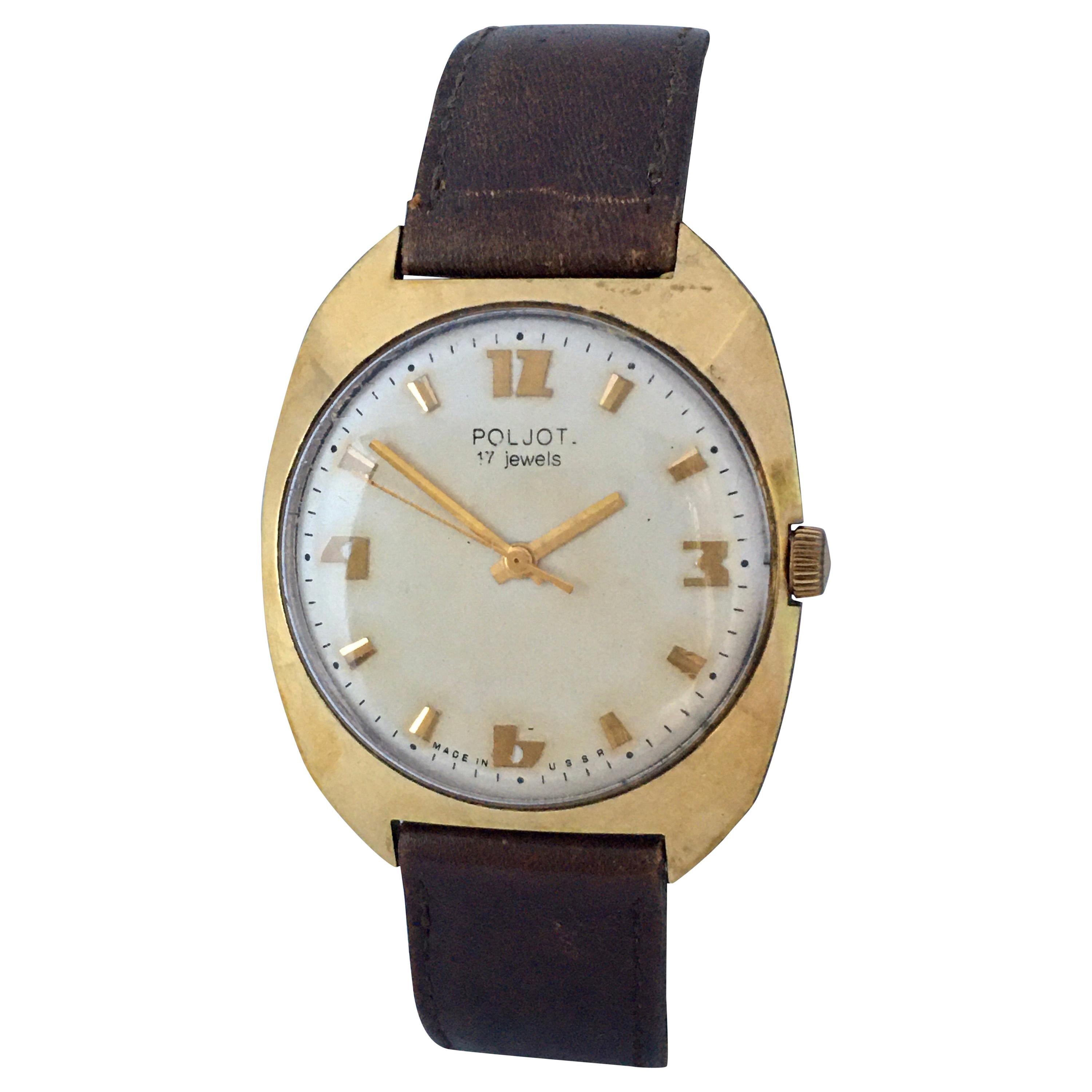 Vintage 1970s AU20 Gold-Plated POLJOT Mechanical Watch