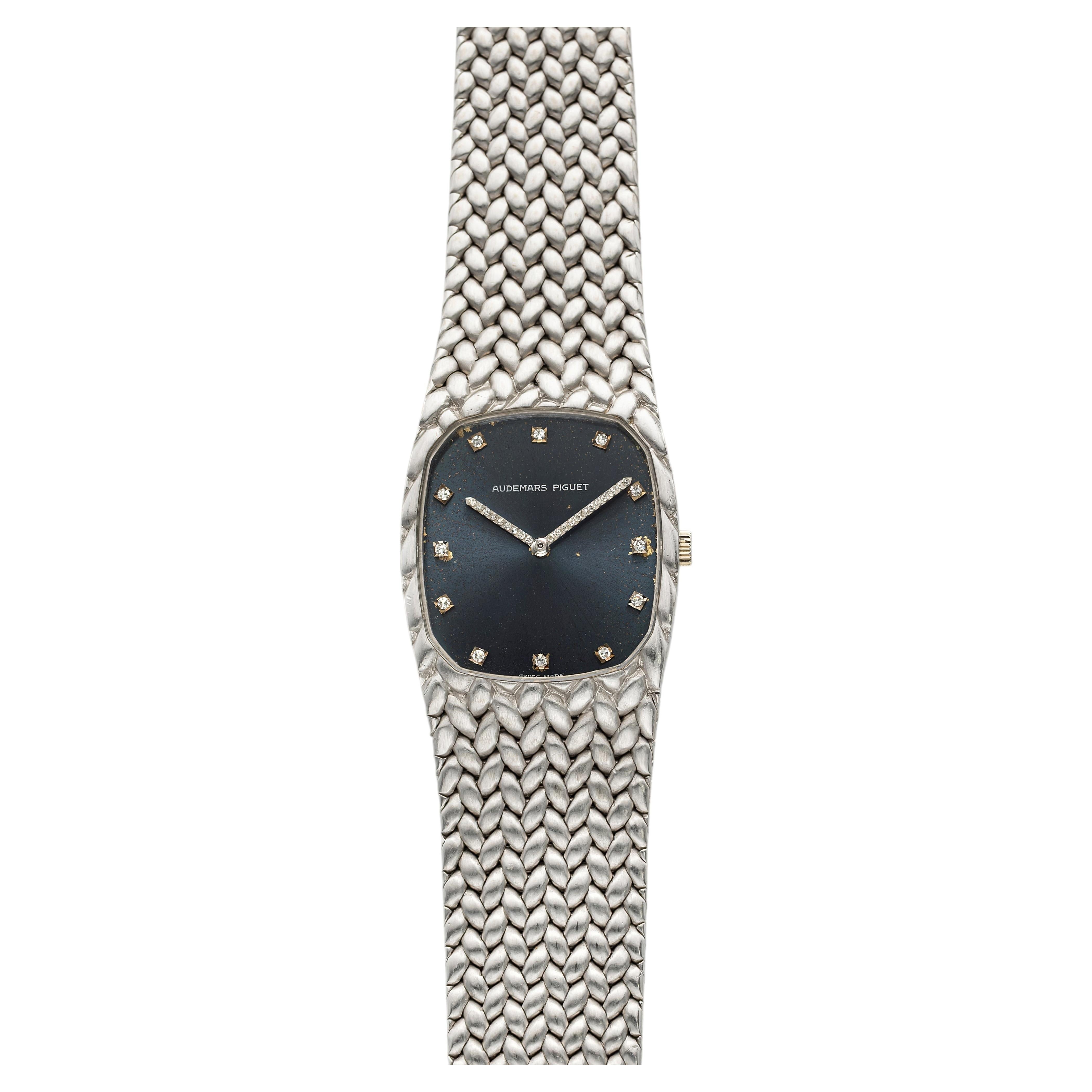 Vintage años 70 Audemars Piguet Cobra Pesada 18K GT Esfera Azul Diamante Manual 27 mm