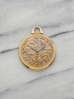 Vintage 1970s Audemars Piguet Pocket Watch Skeleton 18K Yellow Gold Manual 42mm