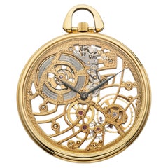 Vintage 1970s Audemars Piguet Pocket Watch Skeleton 18K Yellow Gold Manual 42mm
