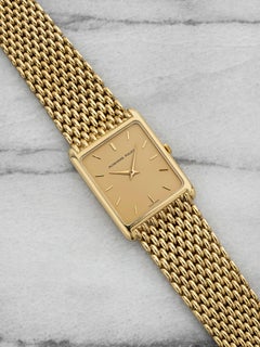 Vintage 1970s Audemars Piguet Tank 18K Yellow Gold Champagne Dial Quartz 28 mm