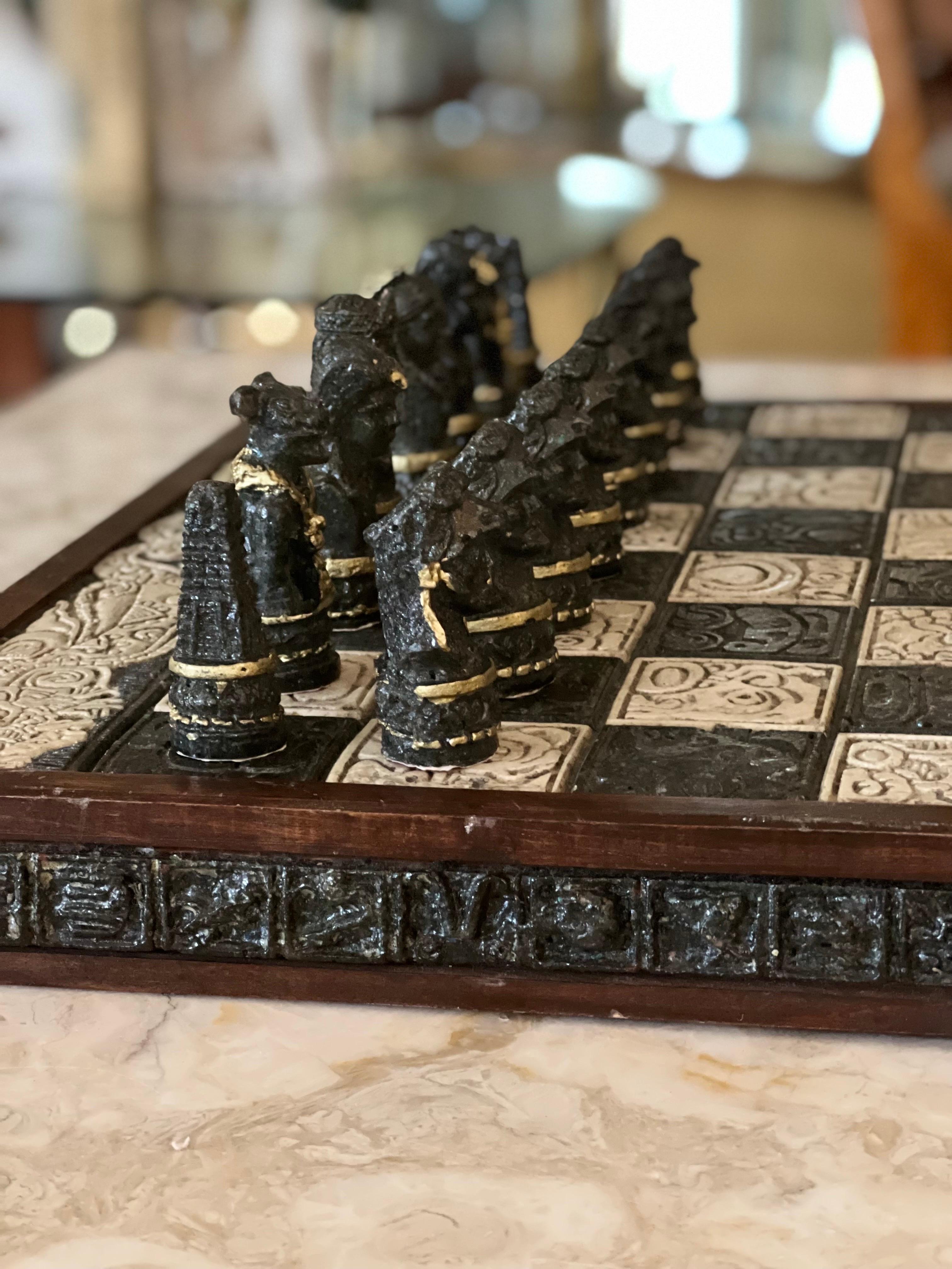 Artisanat Ensemble de backgammon et d'échecs vintage des années 1970 en vente