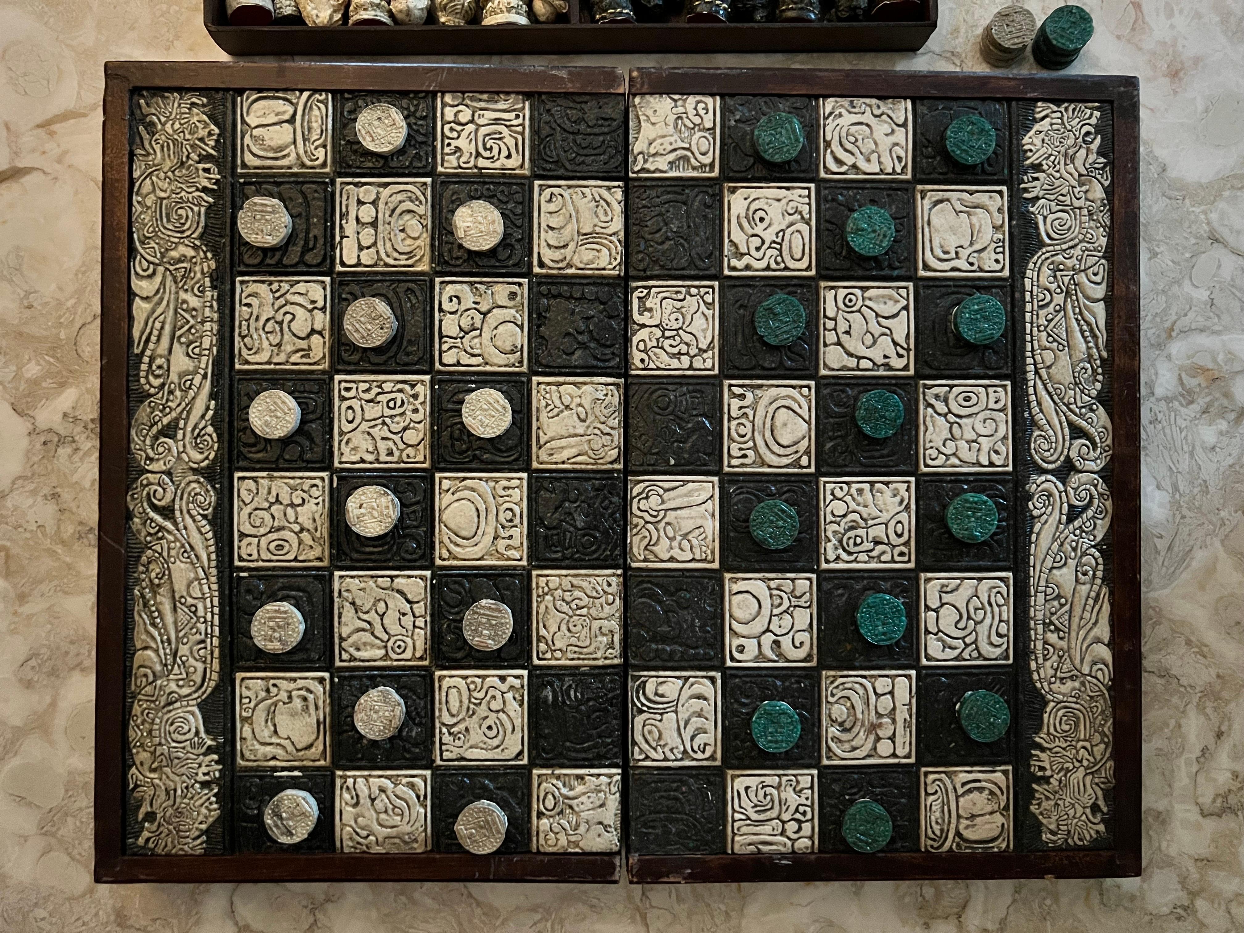 Mexican Vintage 1970's Backgammon and Chess Set For Sale