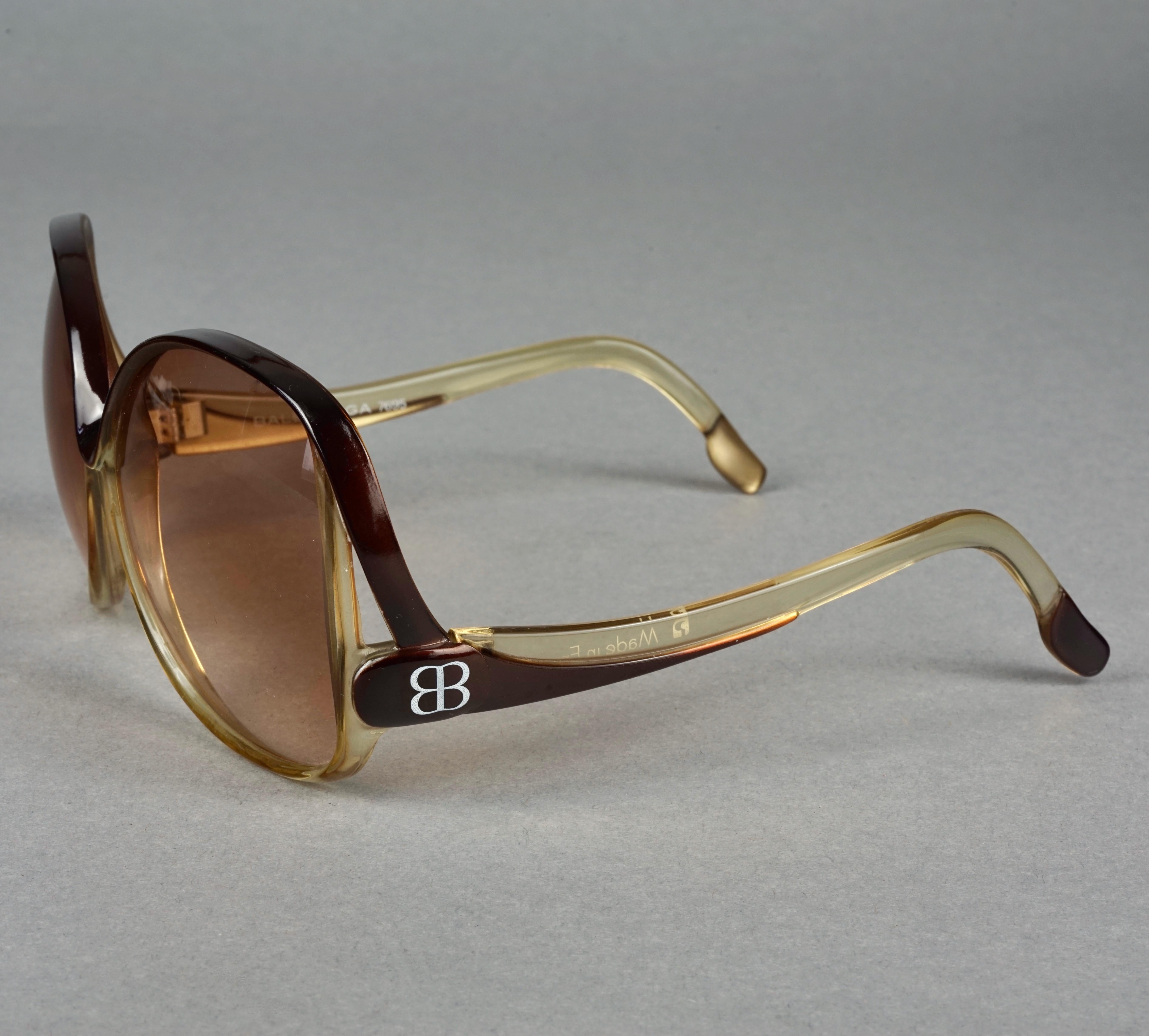 Brown Vintage 1970s BALENCIAGA Oversized Two Tone Sunglasses