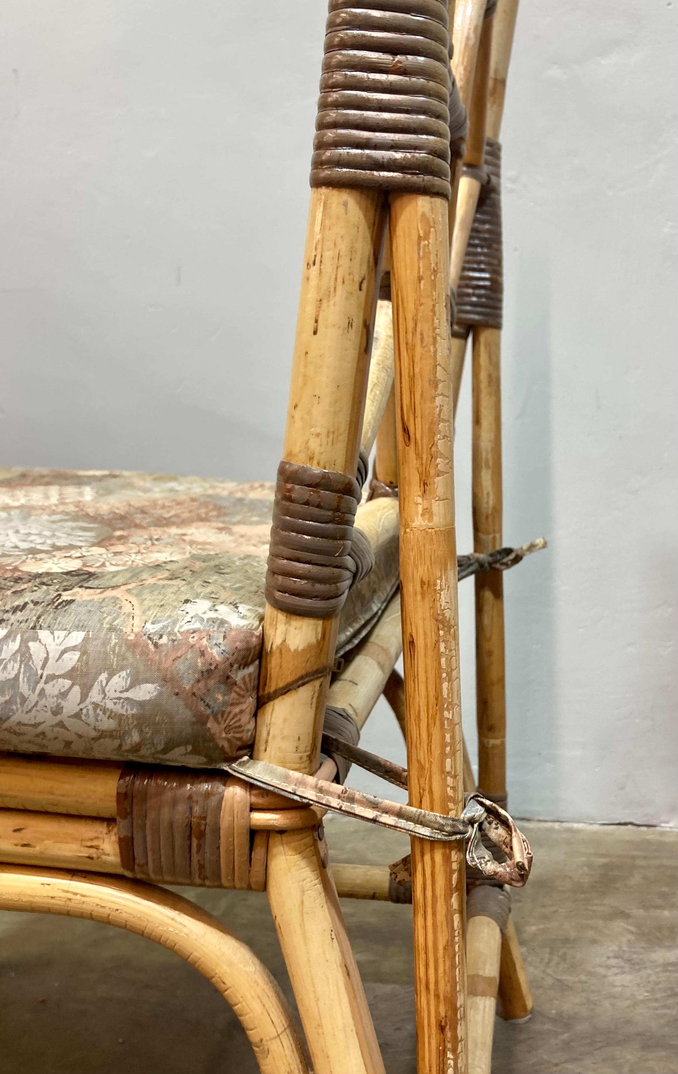 Sedie da pranzo in bambù vintage anni '70 (set di 6) In condizioni buone in vendita a Alhambra, CA