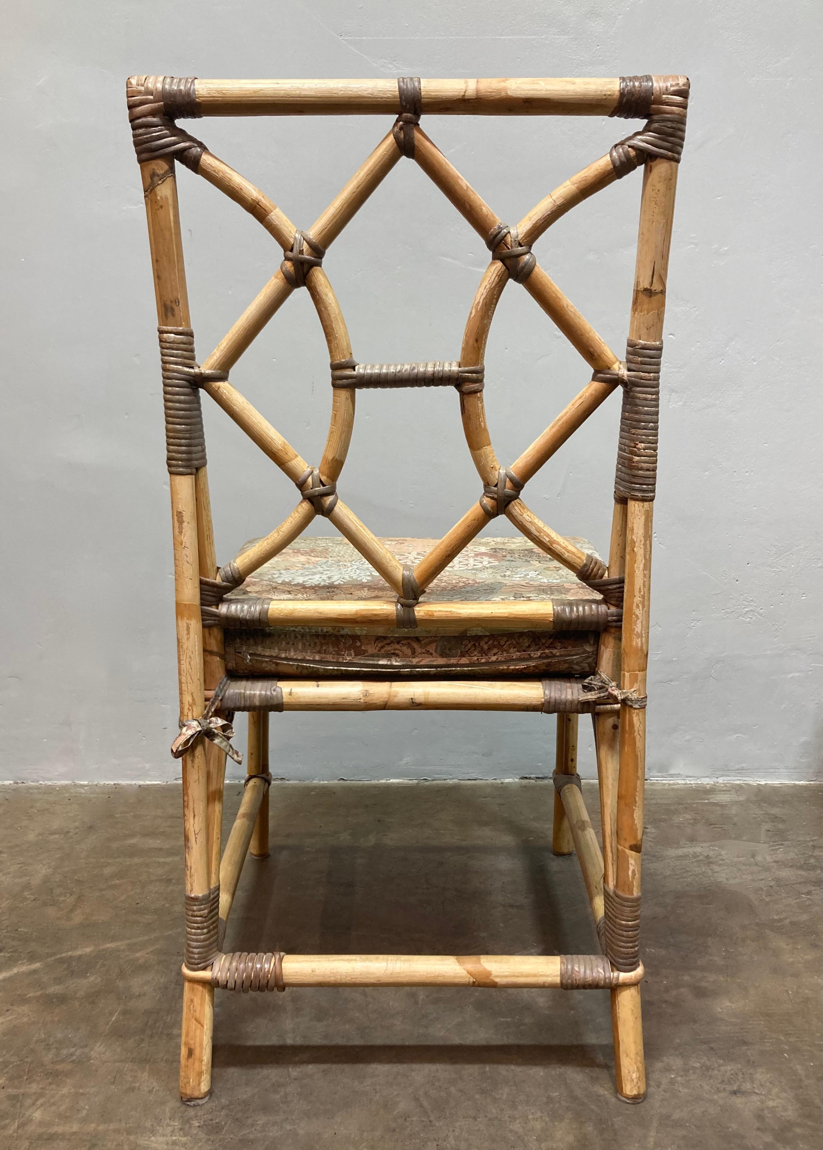 Fine XX secolo Sedie da pranzo in bambù vintage anni '70 (set di 6) in vendita